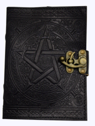 5 x 7 inch New Black Pentagram Leather Embossed Journal